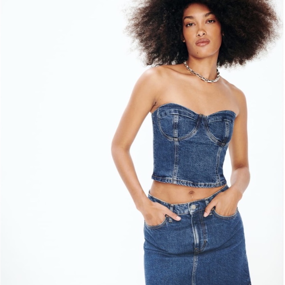 NWT Reformation Andi Denim Bustier Top